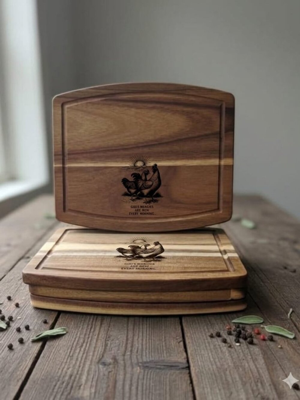 Engraved Natural Acacia Wood Cutting Board
